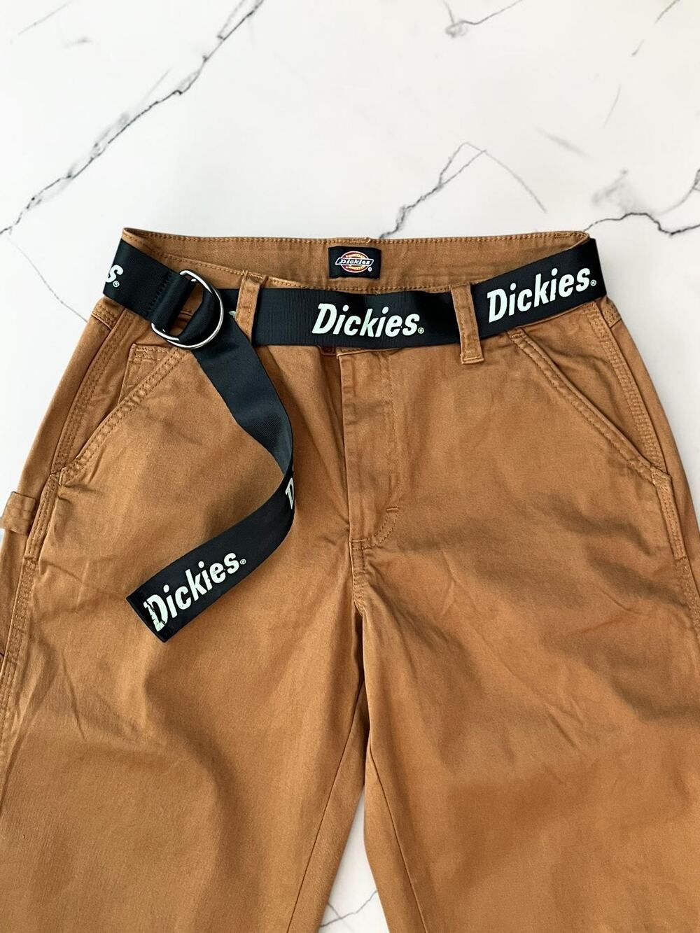 Dickies Women’s Carpenter Pants Size 25R Brown Workwear Wide Leg Belt